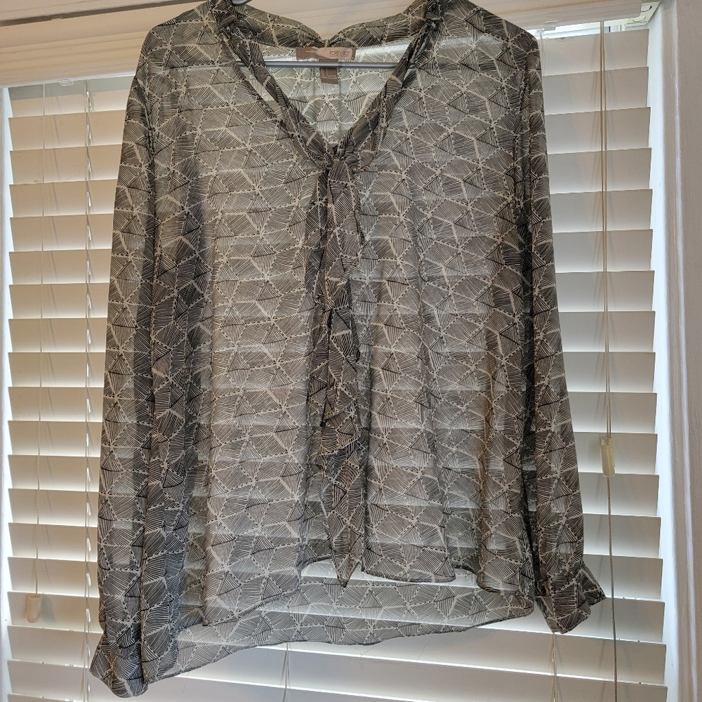 Forever 21 sheer geometric print blouse